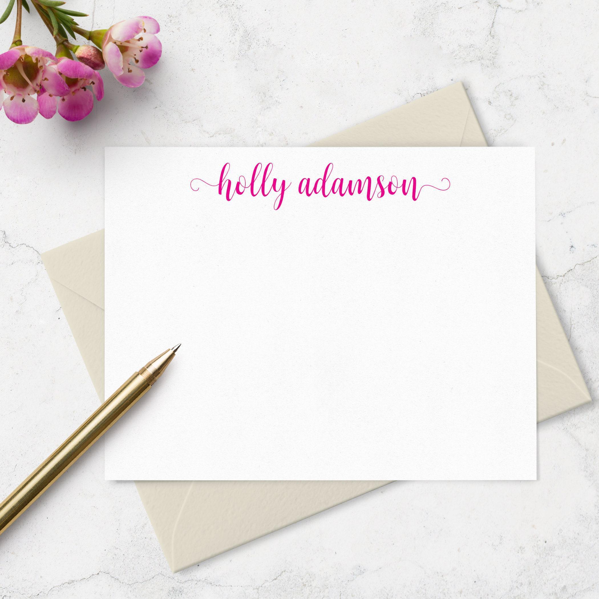 Personalized Note Cards & Envelope Set, Custom Stationery With Name in ...