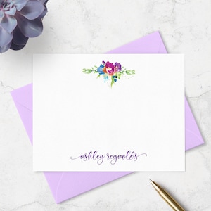 Custom Floral Note Cards: Personalized Stationery Set | A2 or A7
