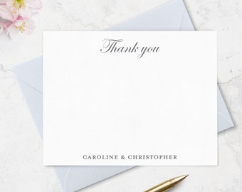Personalized Engagement Wedding Shower Thank You Cards and Envelopes Stationery Set for Couples, Choose your Colors | Set of 10
