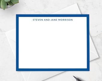 Personalized Note Cards with Border, Thank You Card Stationery Set for Business or Wedding