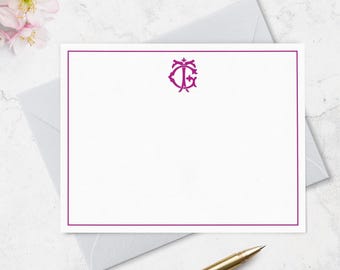 Personalized Monogram Note Cards: Chic Stationery with Border