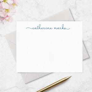 Personalized Note Cards for Women, Lowercase Script Name Stationery Set with Envelopes, Custom Thank You Cards, Gift for Her A2 or A7 image 7