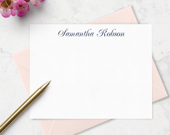 Personalized Note Cards & Envelope Set, Custom Stationery with Name in Choice of Colors - Set of 10