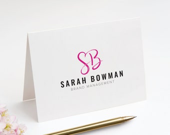 FOLDED Business Logo or Shop Note Cards & Envelopes, Custom Stationery with Logo Branding, Customer Thank You Cards | Set of 25
