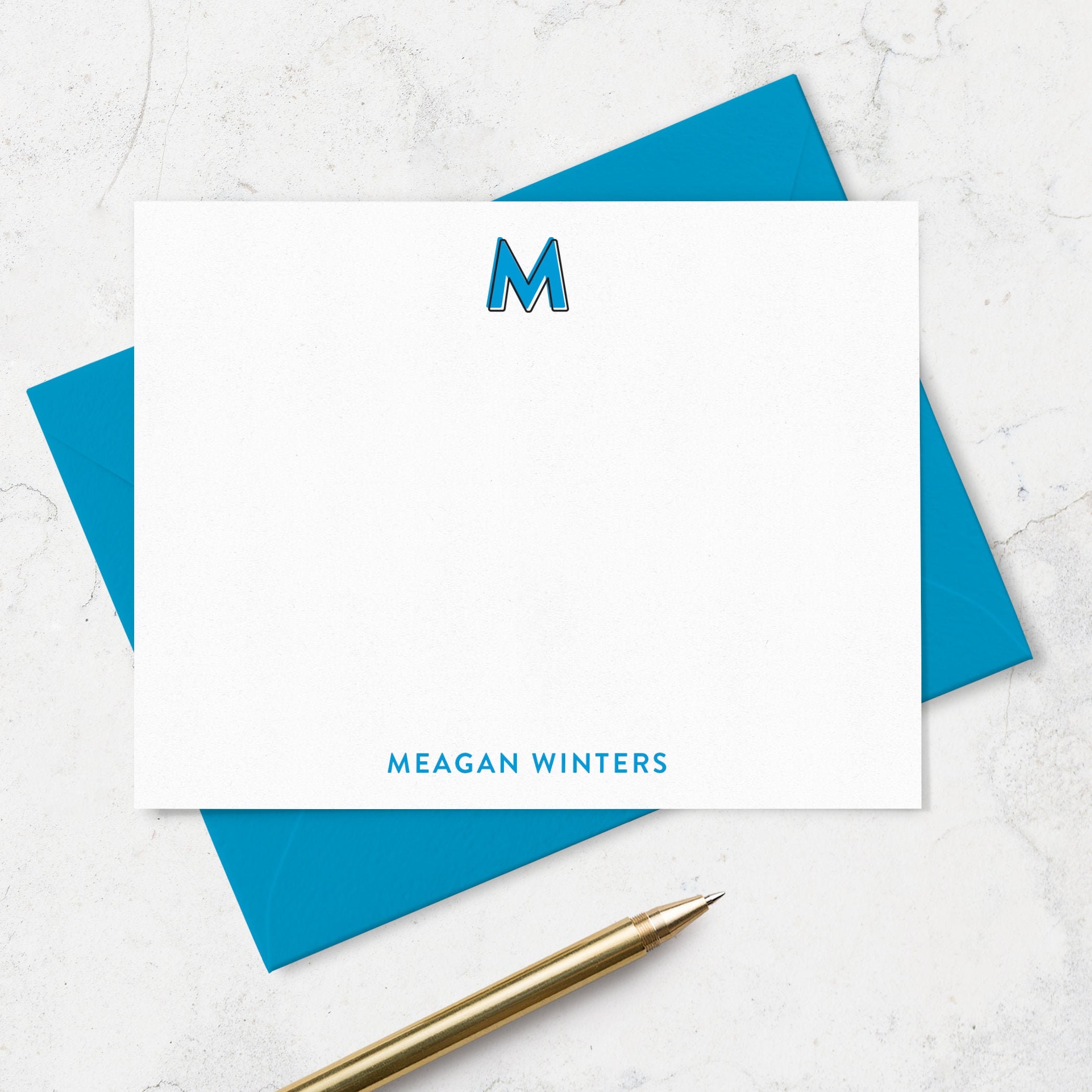 Monogrammed Note Cards and Envelopes Modern Personalized Etsy