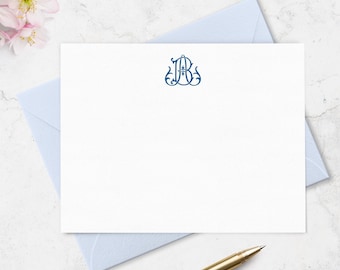 Couture Interlocking 2 Letter Monogram Note Cards, Classic Monogrammed Personalized  Stationery
