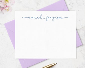 Personalized Script Name Note Cards with Envelopes, Set of 10 Personalized Stationary Thank you Cards, Custom Notecard Stationery for Ladies