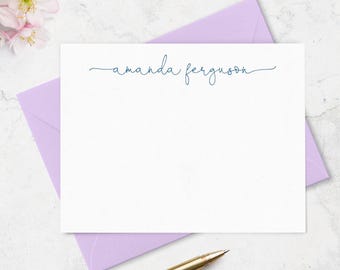 Personalized Script Name Note Cards with Envelopes,  Personalized Stationary Thank you Cards, Custom Notecard Stationery for Ladies A2 or A7