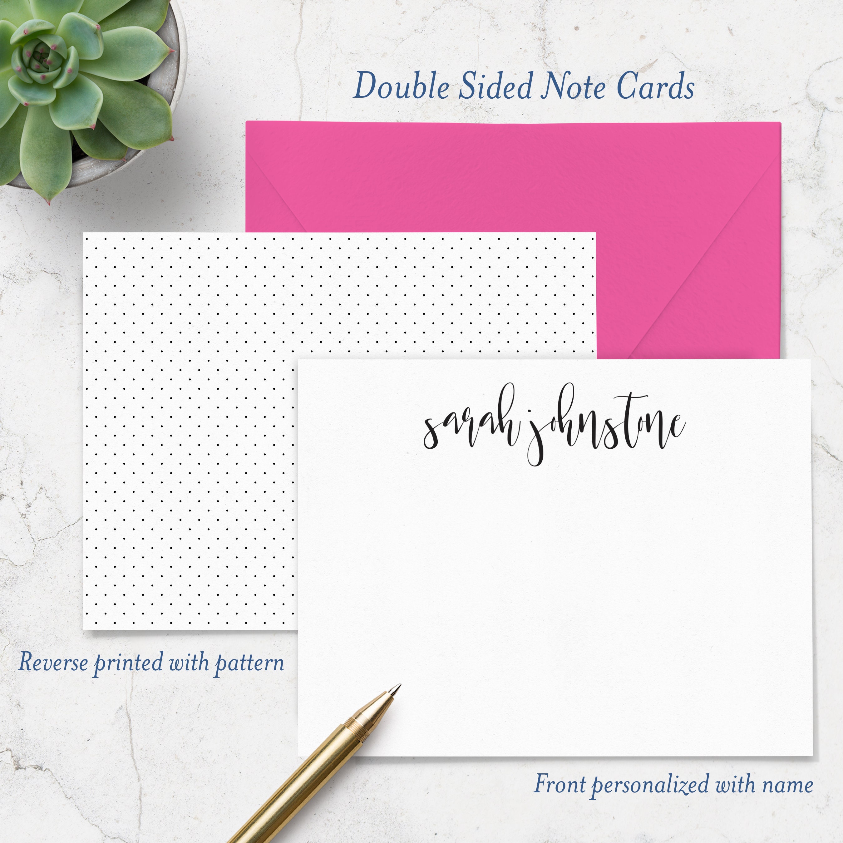 Personalized Double Sided Note Cards Printed with Name on | Etsy