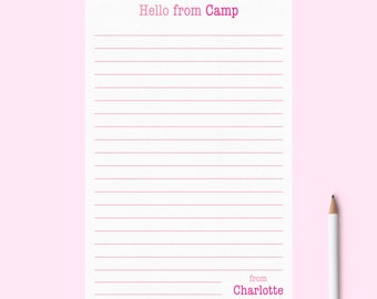 Bloc-notes de camp pour filles ou garçons - Bloc-notes personnalisé pour les enfants du camp de vacances d'été - Écrire des lettres pour la maison - Bleu ou rose