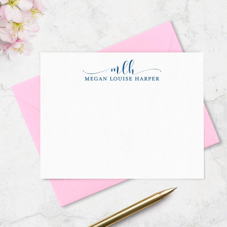 Monogrammed Stationery Set: Personalized Note Cards for Ladies | A2 or ...