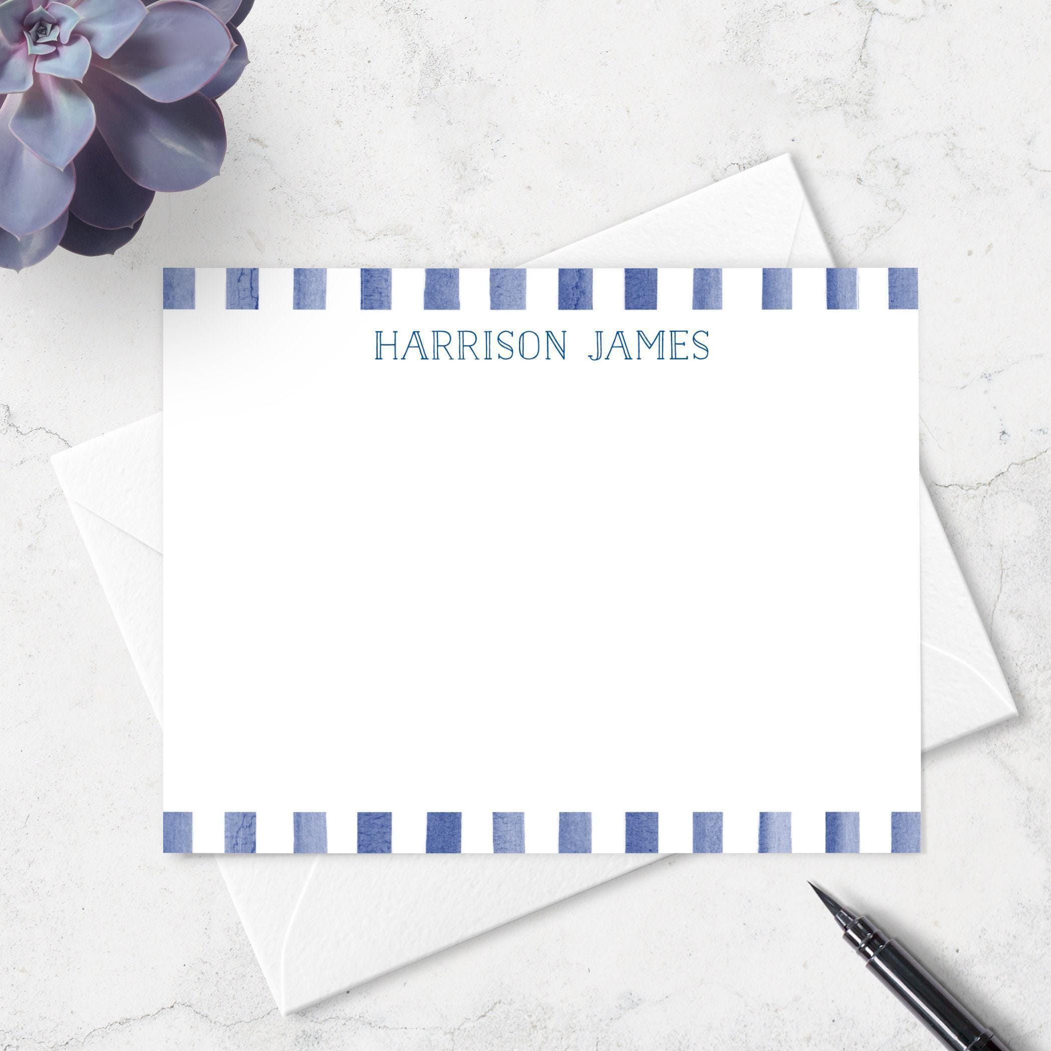 Note Cards for Boys, Personalized Notecard & Envelope Stationery Set ...