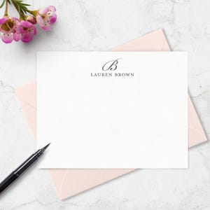 Monogrammed Note Cards Set, Custom Stationery with Monogram and Full Name,  , Choice of Ink and Envelope Colors A2 or A7