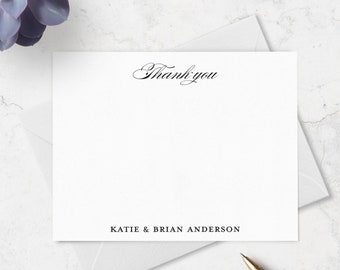Thank You Note Cards for Couple, Personalized Wedding Thank You Cards,  Set of 10 Cards & Envelopes, Choose Colors