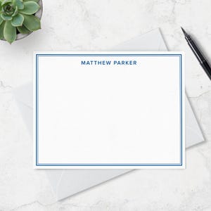 Stationery for Men with Double Border and Name in Modern Font, Simple Professional Business Note Card Stationary for Men A2 or A7