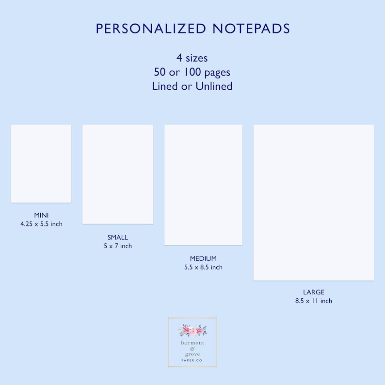 Bloc de notas personalizado con o sin rayas, 50 o 100 hojas en 4 tamaños: bloc de notas desprendible, bloc de notas de escritorio, papelería, bloc de notas personalizado, lista de tareas imagen 2