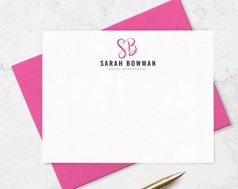 FLAT Logo Note Cards & Envelopes for Shop or Business, Custom Stationery with Branding Message, Customer Thank You Order Inserts | Set of 25