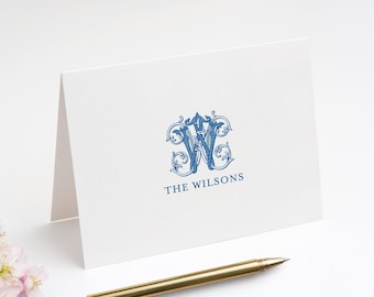 Monogrammed Folded Note Cards, Personalized Stationery