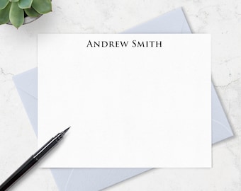 Stationery for Men, Personalized Note Card and Envelope Set