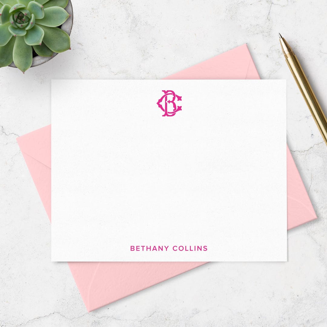 Personalized Monogram Note Card Set, Custom Stationery - Etsy