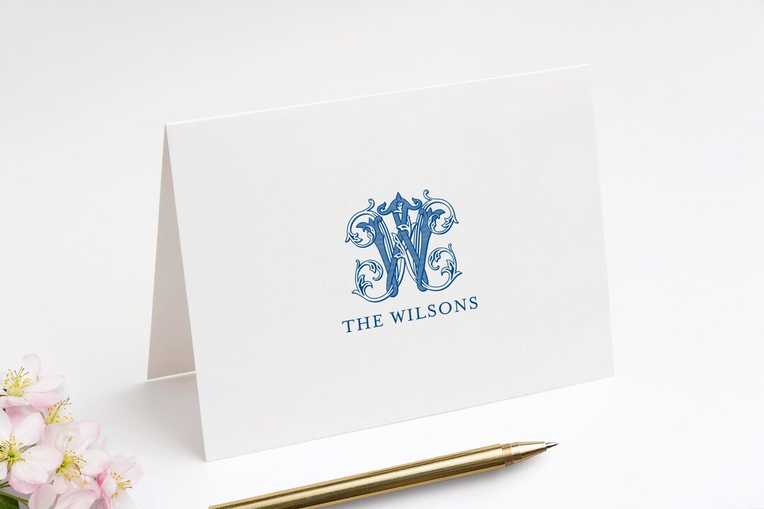 Monogrammed Folded Note Cards, Personalized Stationery Set of 10 - Etsy