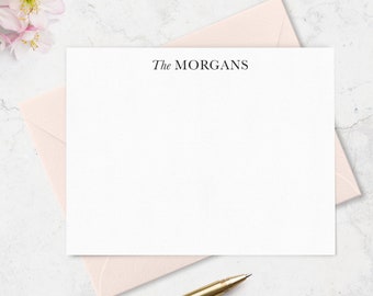 Personalized Note Cards & Envelope Set for Couples or Family, Custom Stationery with Name in Choice of Colors | Set of 10