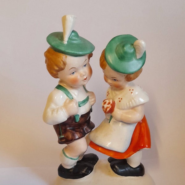 A Rare Vintage Hummel Figurine ~ Pair of Children ~ Boy, Girl ~ GF 20 ~ Porcelain ~ Circa 1950 ~ Signed A MOLLER ~ Stunning ~ Perfect.