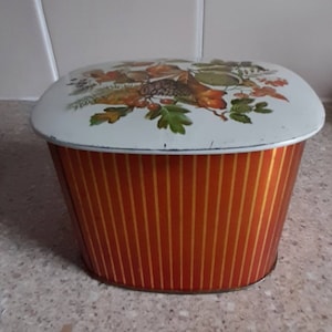 Vintage Blue Bird Toffee Confectionery Tin ~Harry Vincent Ltd. ~ Autumn/Fall Wild Fruits ~ Mid Century~Storage ~ Keepsake ~ Collectable.