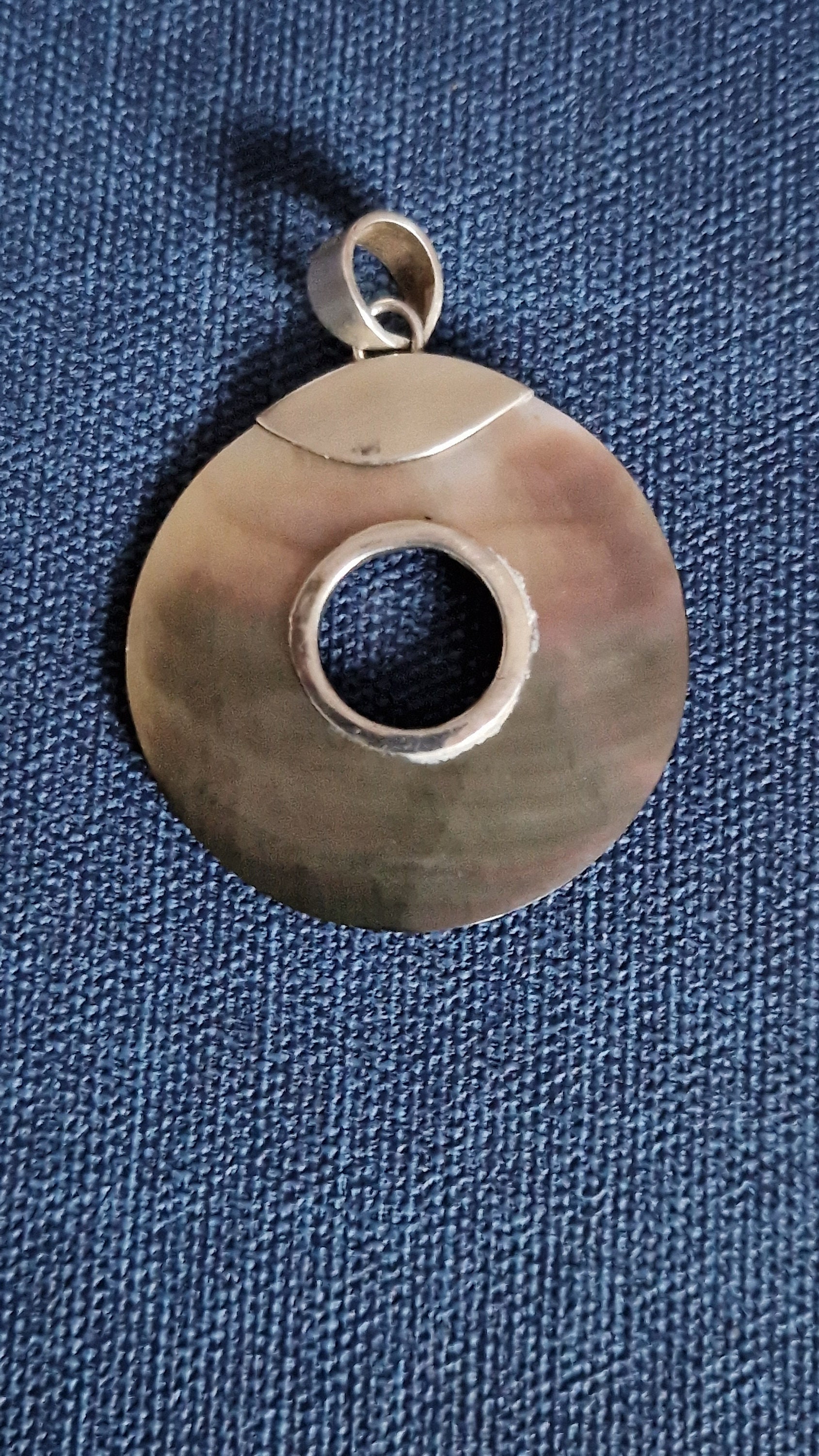 Pendentif Vintage En Argent Massif 925 Avec Nacre Véritable - Modèle #K22 - Occasion