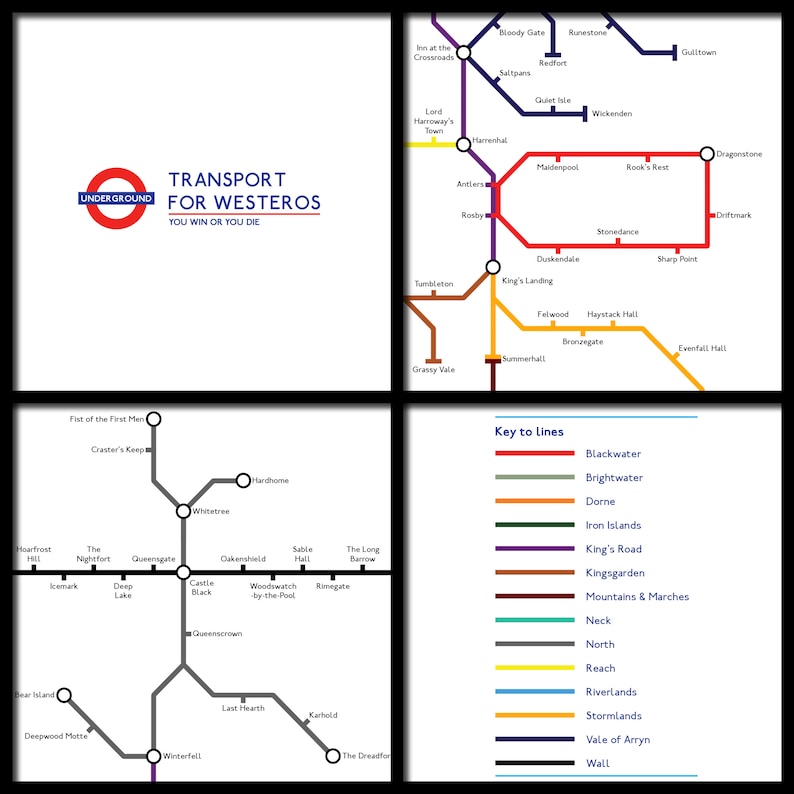 Game of Thrones Tube Map  A3 art print image 3