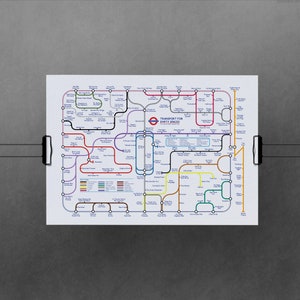 Carte du métro Queen - Impression d'art A3