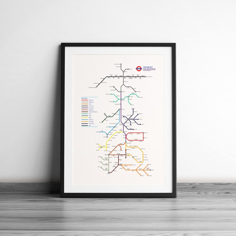 Game of Thrones Tube Map  A3 art print image 2