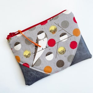 Monedero con cremallera hecho a mano - monedero de cambio de tarjeta - billetera - porta tarjeta de regalo - golondrina charley Harper