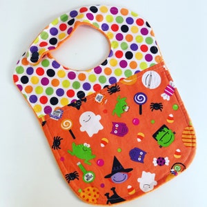 Handmade Bib - Baby gift - Baby Bib - Gender Neutral Bib - Halloween - ghosts- Pumpkins