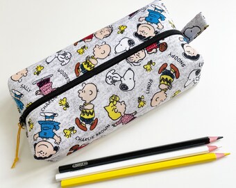 Handmade lined unique zippered boxy pouch - pencil case - makeup - project - toiletry - knitting - crochet - notions pouch - Epi pen - gift
