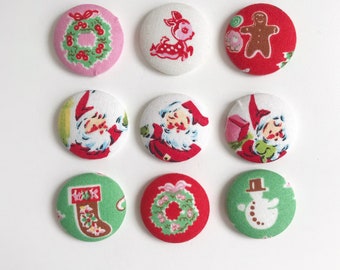 Handmade Little Joys Christmas magnetic needle minder - sewing - embroidery - cross stitch - sewing notion vintage santa