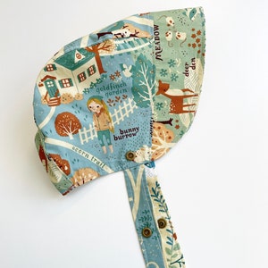 Handmade - brimmed bonnet - sunhat - baby hat- summer- cotton - organic - stitcharmony - reversible - 0-6 months - Penny