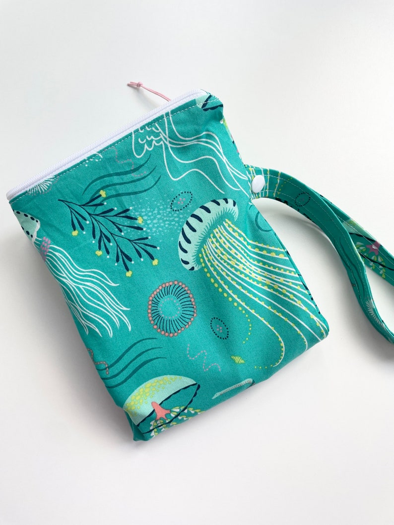 Large Wet swim-diaper pool beach-bag-zippered PUL lined-water resistant 12x14 image 5