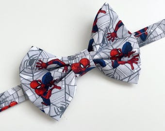 Bow Tie - Kids- Handmade- Kids Bow Tie- Adjustable Bow Tie - spiderman bowtie