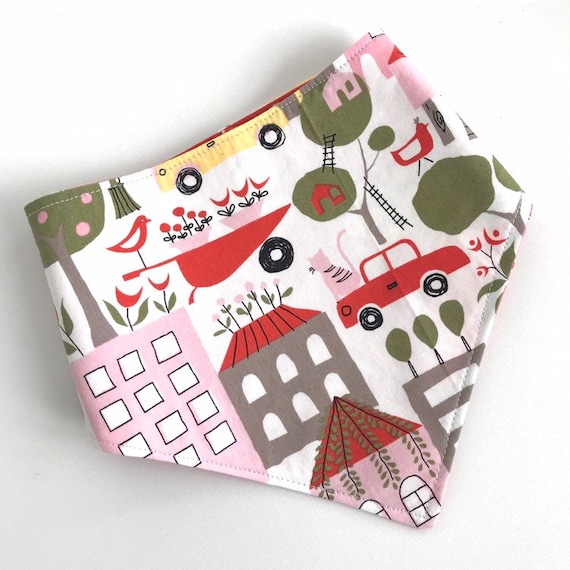 Handmade Reversible Bandana Bib Drool Bib Baby Bib Gender Neutral Bib  organic- Baby bandana bib - Main Image
