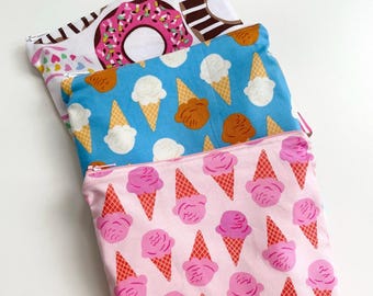 Herbruikbare, milieuvriendelijke, kattenbaksnacks, tassenset met ritssluiting, gevoerd met PUL