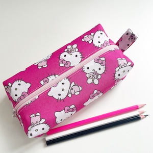 Handmade lined unique zippered boxy pouch - pencil case - makeup - project - toiletry - knitting - crochet - notions pouch - Epi pen - gift