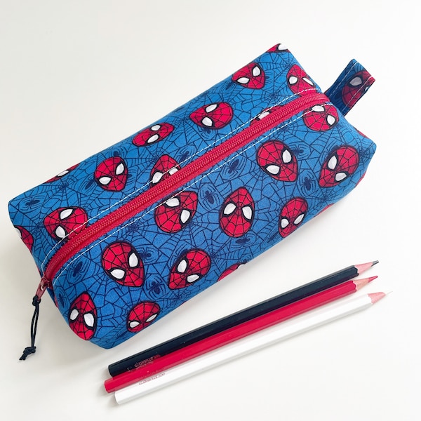 Handmade lined unique zippered boxy pouch - pencil case - makeup - project - toiletry - knitting - crochet - notions pouch - Epi pen - gift