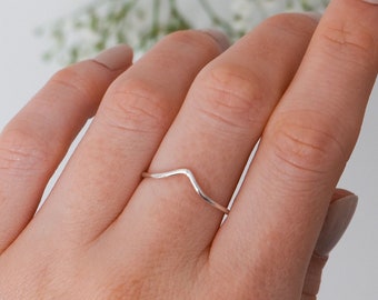 The Only Way is Up Ring | Silver Stacking Ring | Keep Looking Up Ring | Sterling Silver Midi Ring | Silver V Stacking Ring | Crown Ring