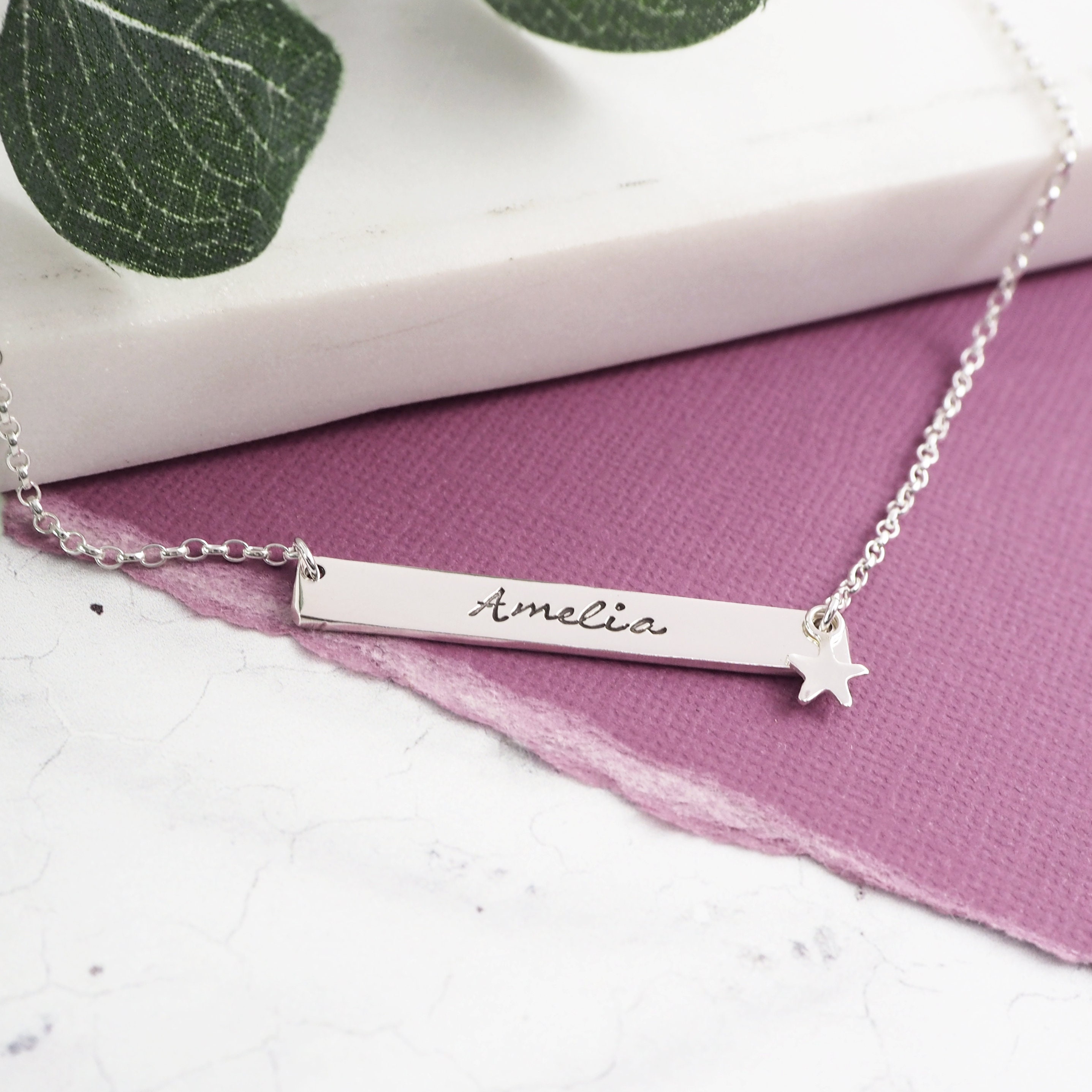 Personalised Star Bar Necklace in 