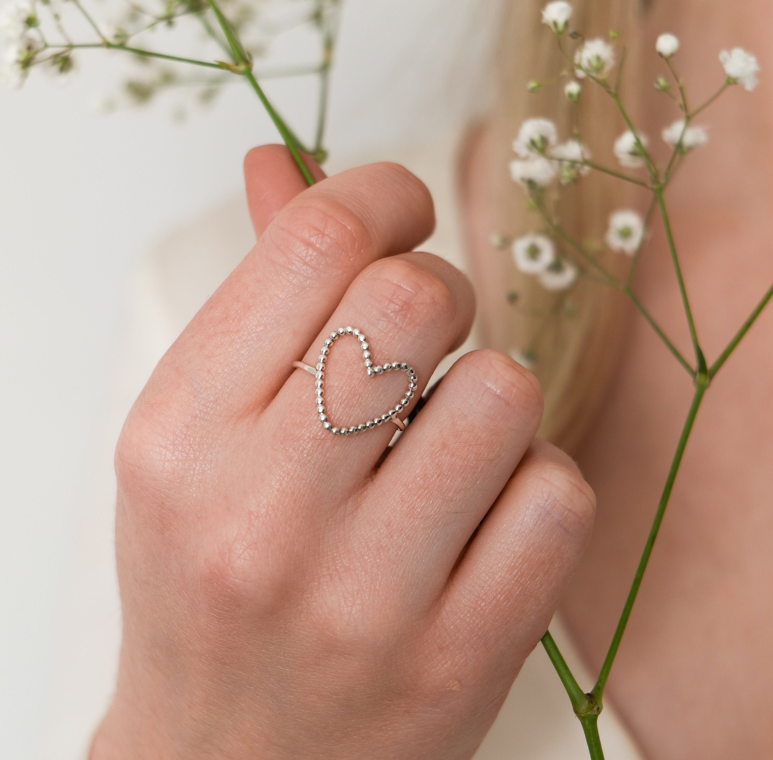 Beaded heart deals ring