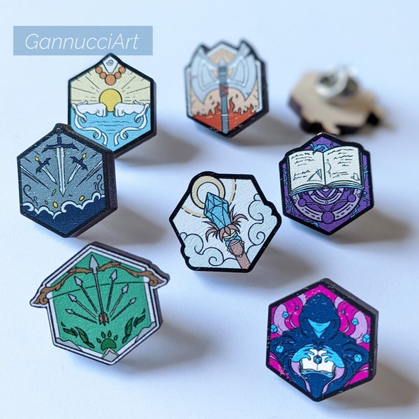 D&D class Wooden pin badges! 14 designs