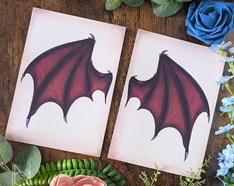 Láminas artísticas de alas de murciélago - Conjunto de 2 inspirado en Romantasy (con arte original creado por humanos)