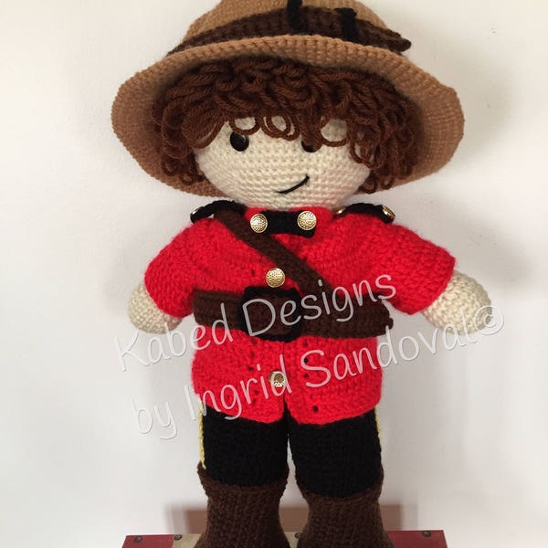 Daniel the RCMP Mountie, rcmp amigurumi, doll amigurumi, handmade doll, crochet doll, army crochet doll,  Canadian rcm crochet doll,