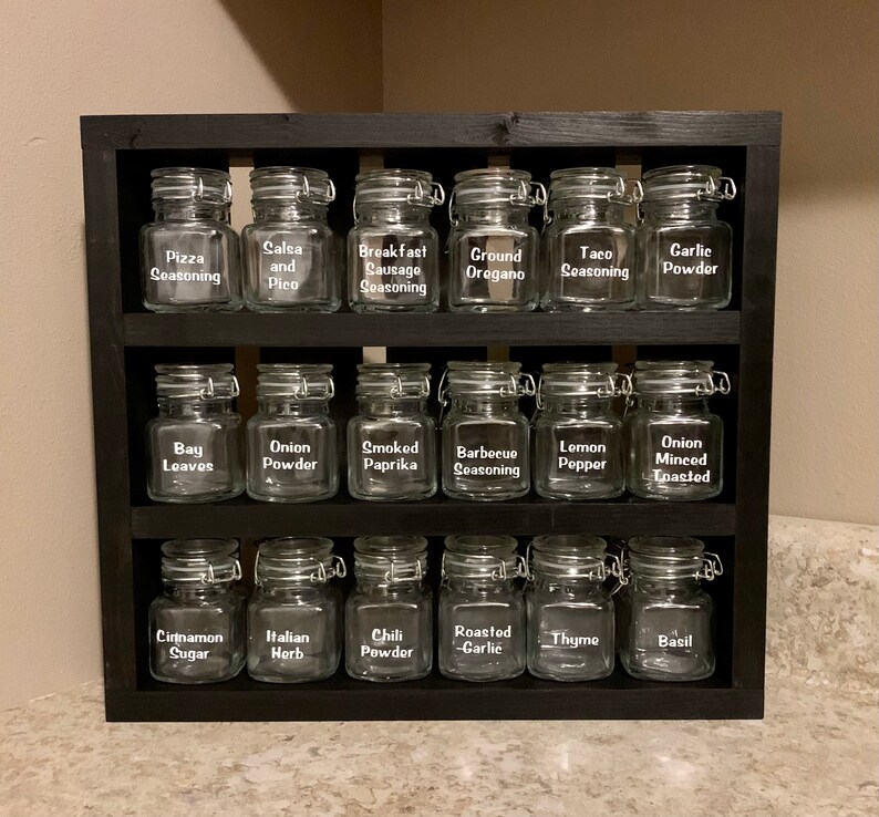 Rustic Spice Rack with Custom Labeled Jars Etsy